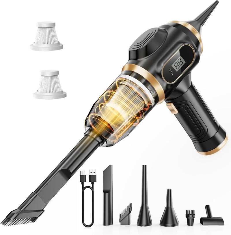 Scstartx Portable Car Vacuum Cordless Mini Handheld Vacuums Cleaner Rechargeable with LCD Display and Multi-Nozzles, High Power Hand held Cleaners for Car, Home, Office, Sofa, Pet Hair,Keyboard - Image 1